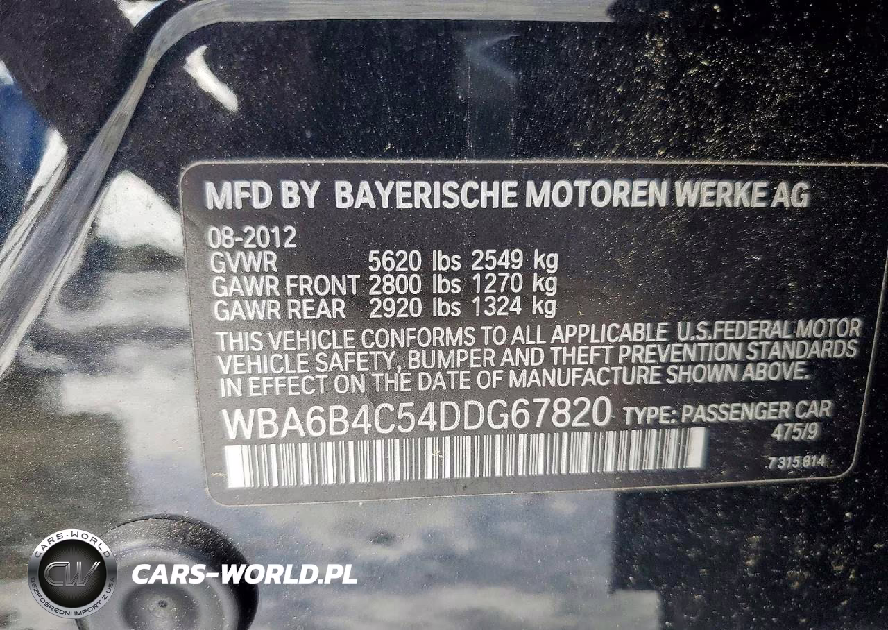 2013 BMW 650 Xi VIN:WBA6B4C54DDG67820 - 13