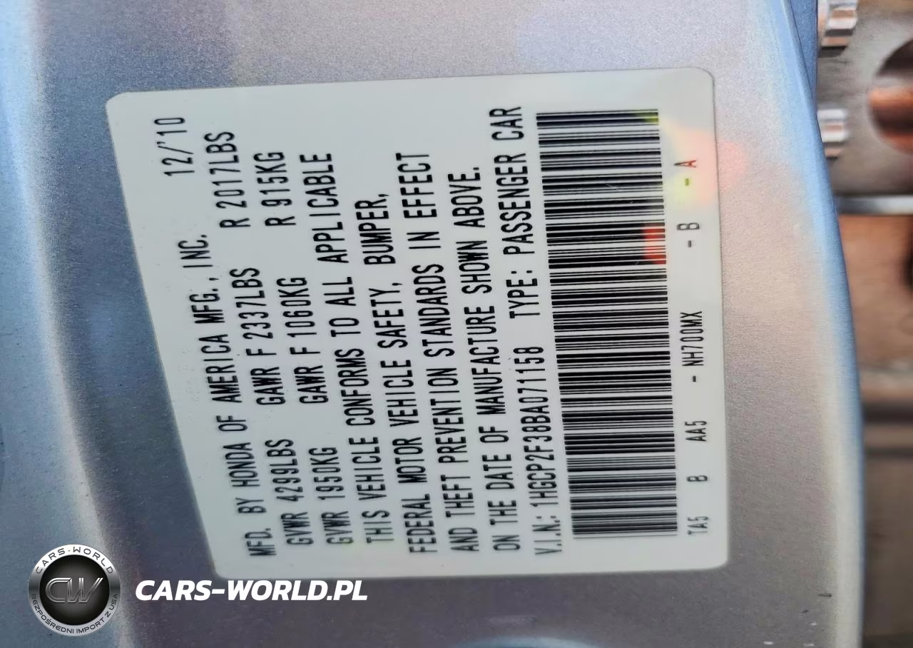 2011 Honda Accord Lx VIN:1HGCP2F38BA071158 - 13