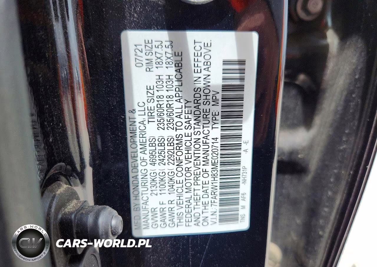 2021 Honda Cr-V Exl VIN:7FARW1H83ME020714 - 13