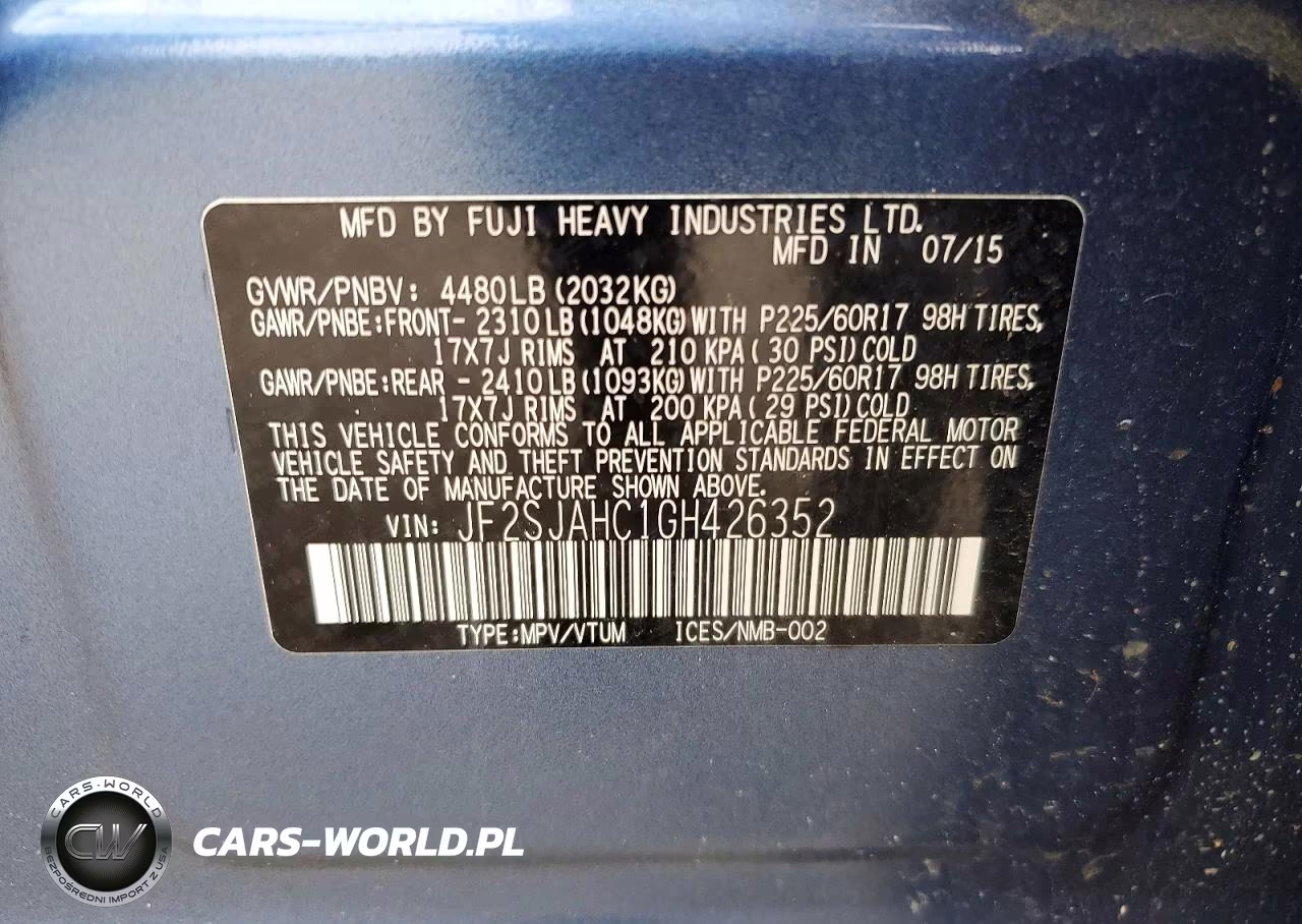 2016 Subaru Forester 2.5I Limited VIN:JF2SJAHC1GH426352 - 13