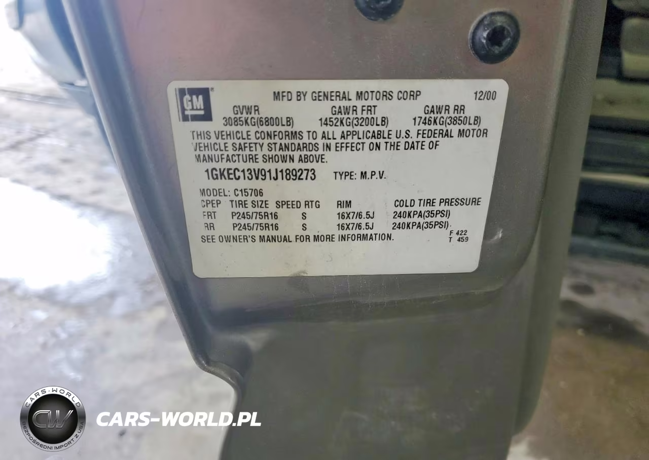 2001 GMC Yukon VIN:1GKEC13V91J189273 - 13