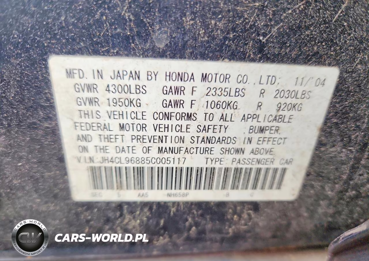 2005 Acura Tsx VIN:JH4CL96885C005117 - 12
