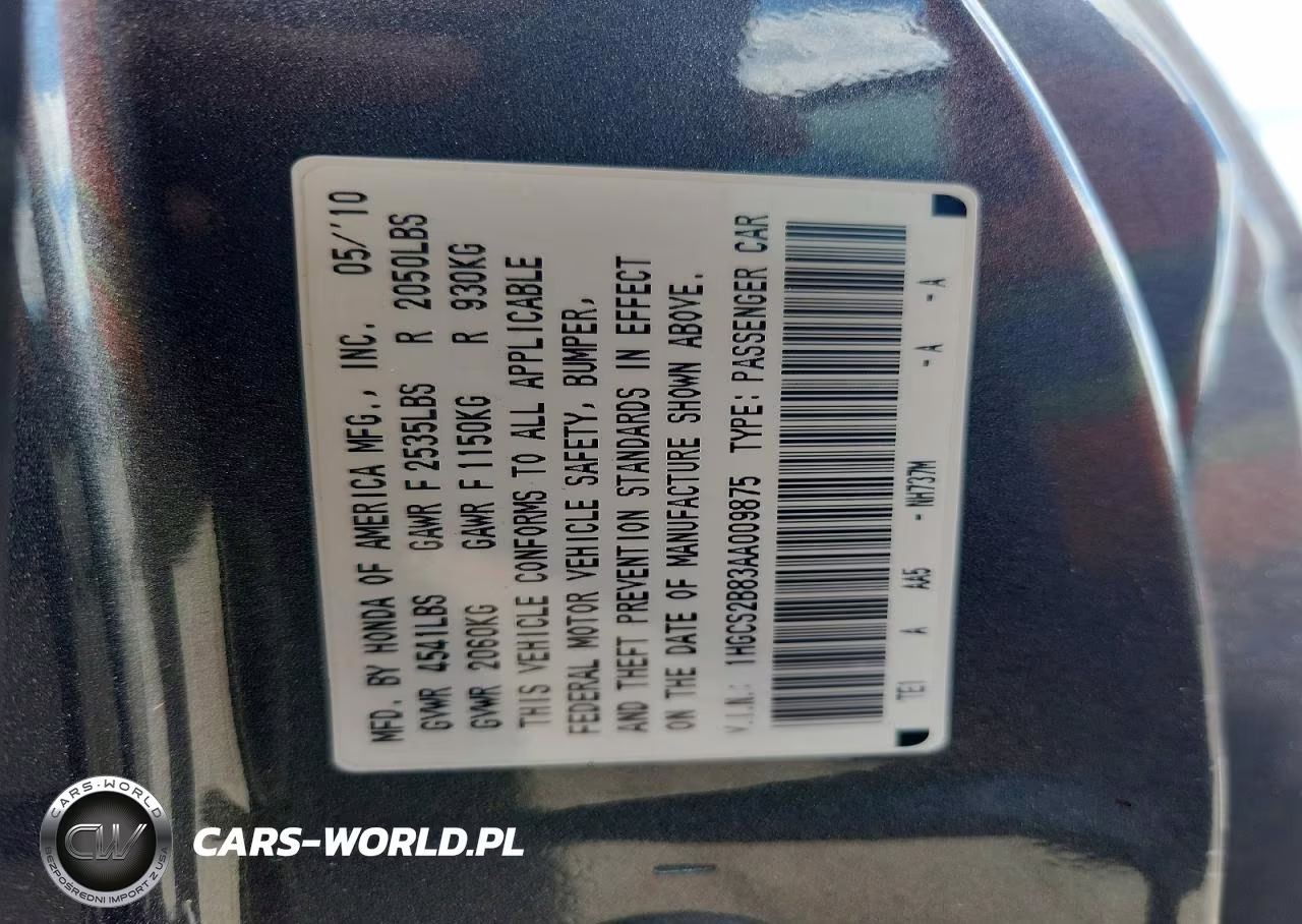 2010 Honda Accord Exl VIN:1HGCS2B83AA009875 - 12