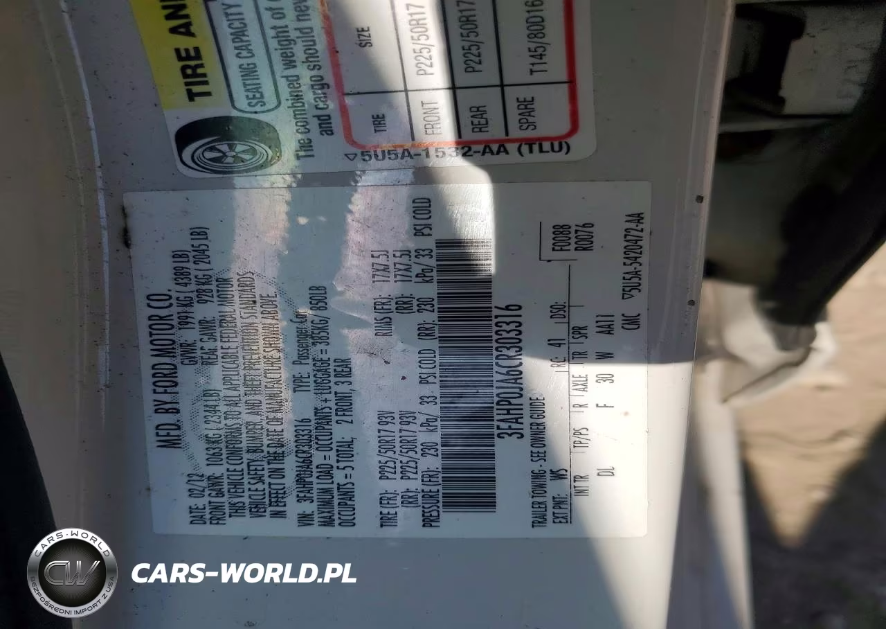 2012 Ford Fusion Sel VIN:3FAHP0JA6CR303316 - 12