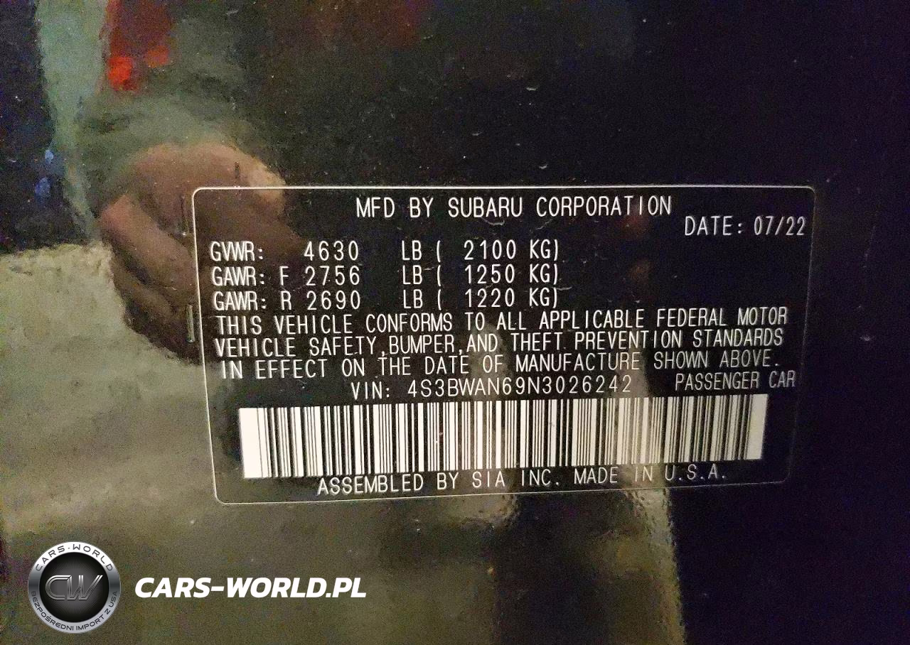 2022 Subaru Legacy Limited VIN:4S3BWAN69N3026242 - 12