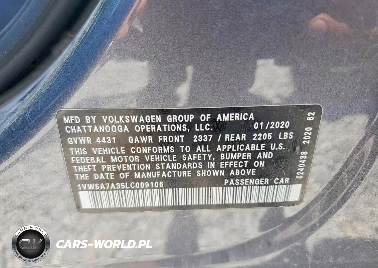 2020 Volkswagen Passat Se VIN:1VWSA7A35LC009106 - 13