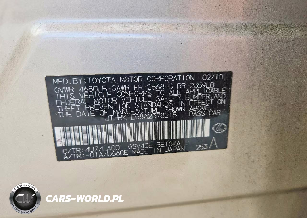 2010 Lexus Es 350 VIN:JTHBK1EG8A2378215 - 12