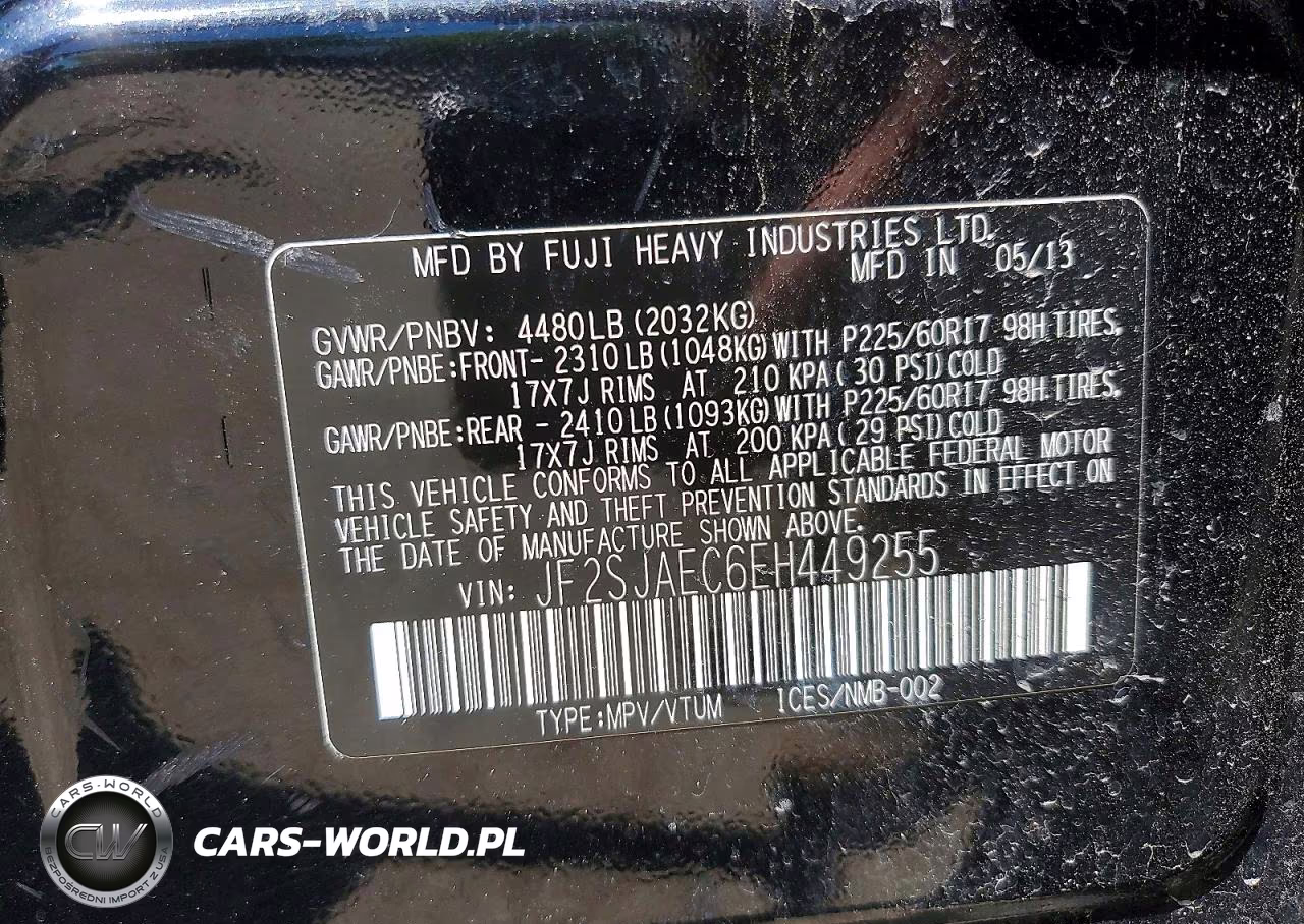 2014 Subaru Forester 2.5I Premium VIN:JF2SJAEC6EH449255 - 12