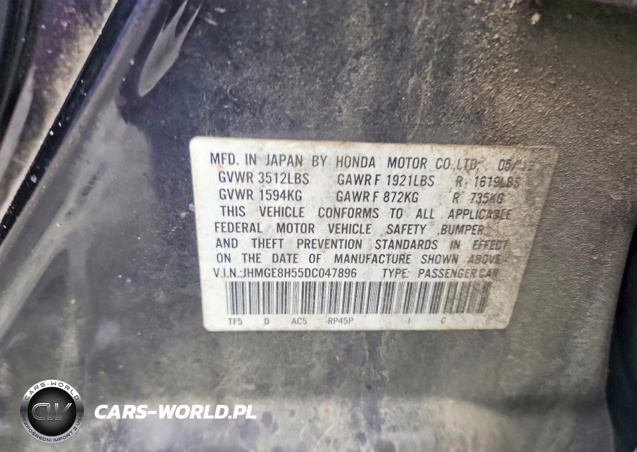2013 Honda Fit Sport VIN:JHMGE8H55DC047896 - 12