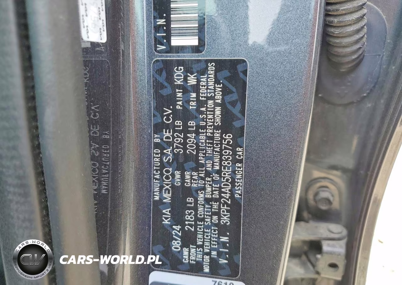 2024 Kia Forte Lxs VIN:3KPF24AD5RE839756 - 12