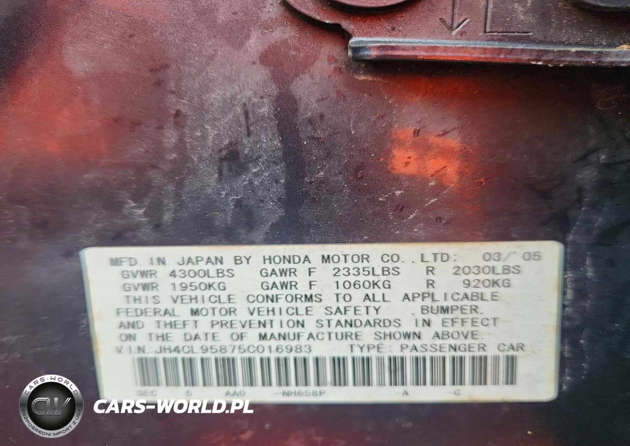 2005 Acura Tsx VIN:JH4CL95875C016983 - 12