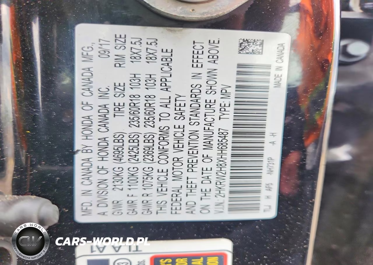 2017 Honda Cr-V Exl VIN:2HKRW2H8XHH685487 - 14