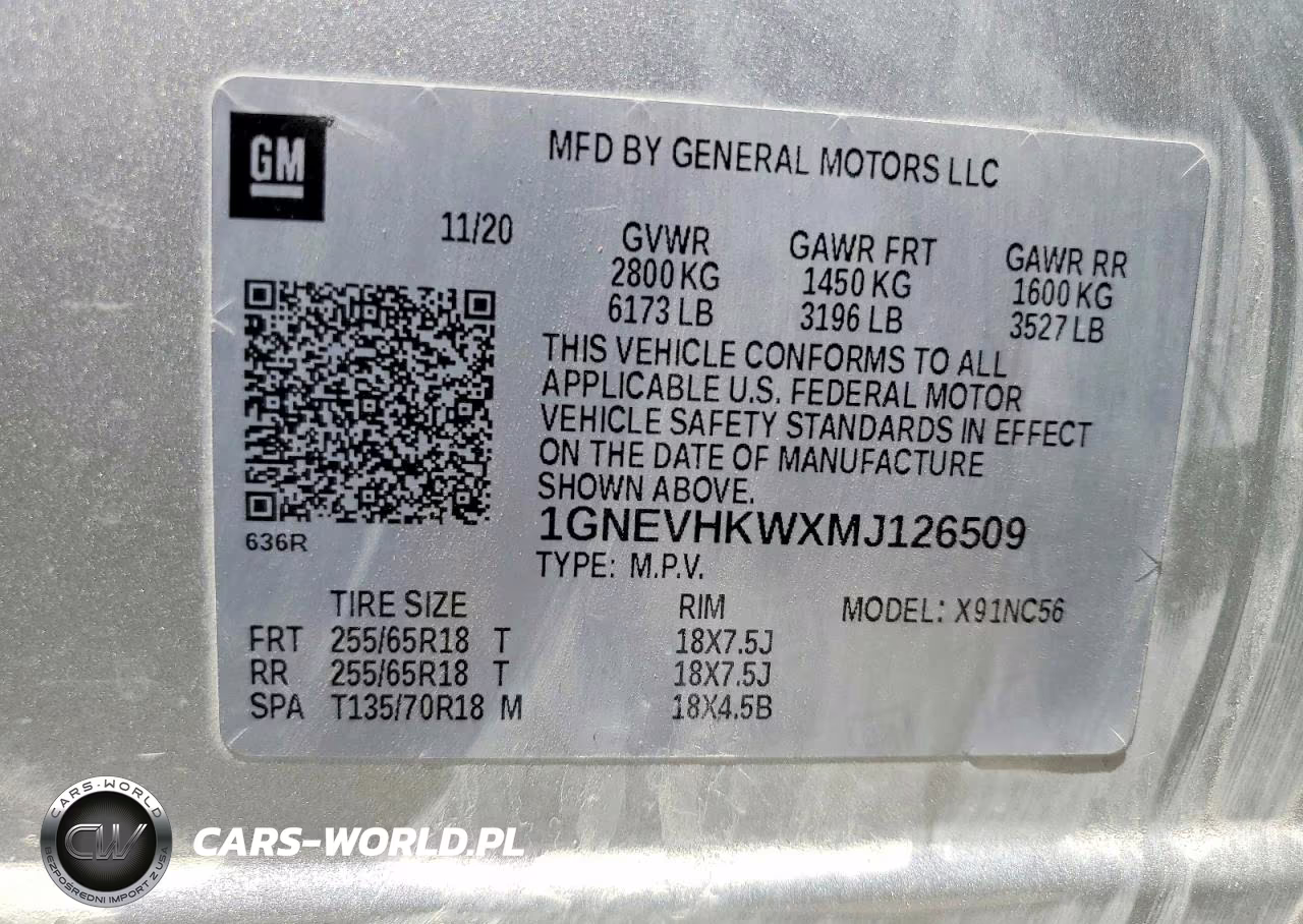 2021 Chevrolet Traverse Lt VIN:1GNEVHKWXMJ126509 - 13