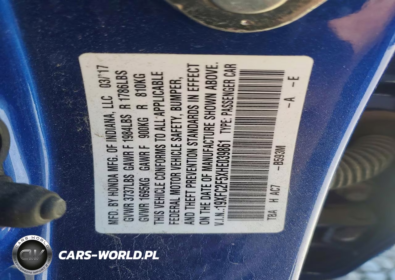 2017 Honda Civic Lx VIN:19XFC2F5XHE039861 - 12