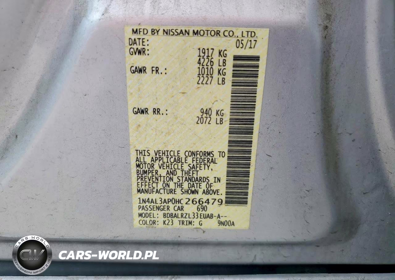 2017 Nissan Altima 2.5 Sl VIN:1N4AL3AP0HC266479 - 13