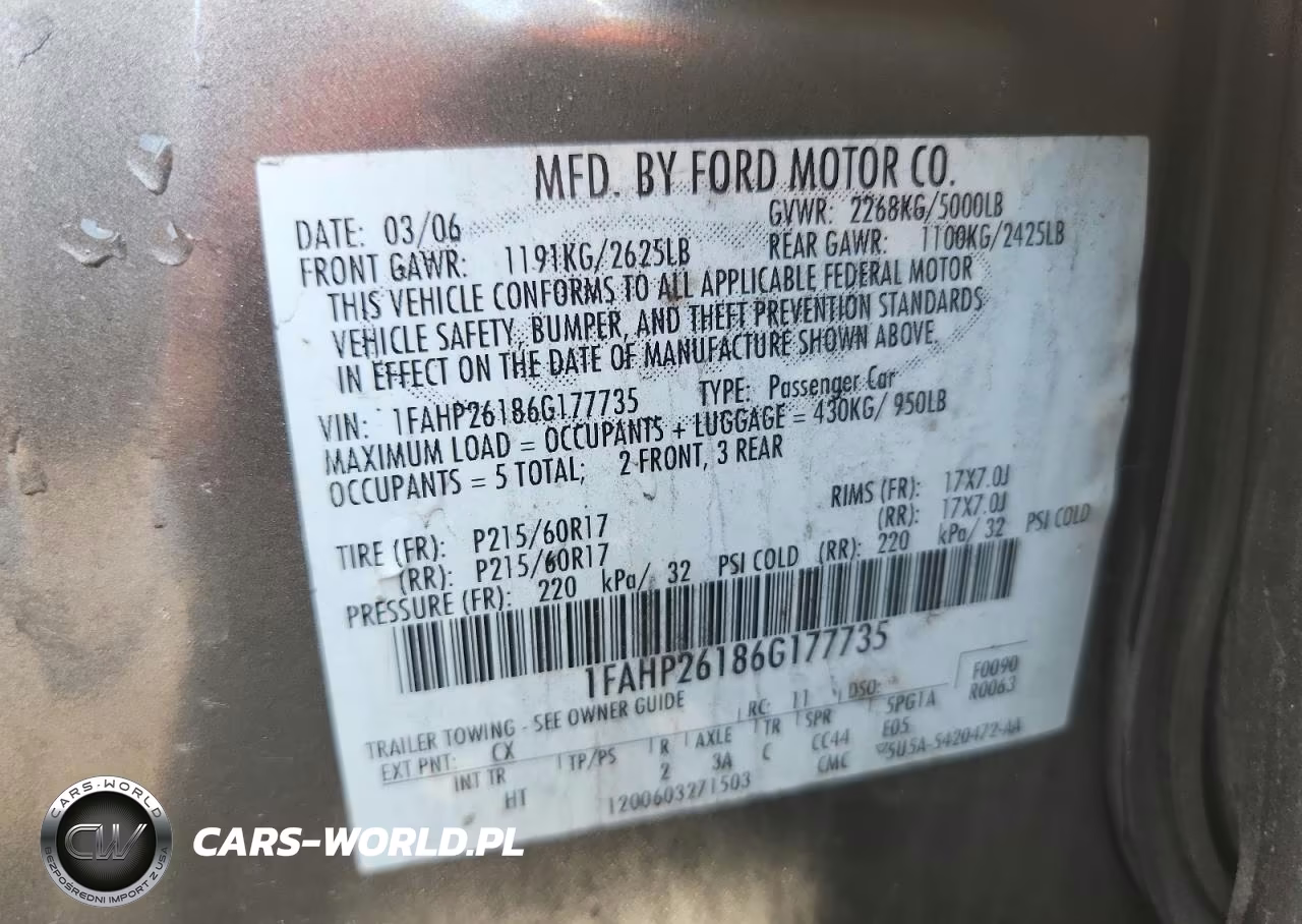 2006 Ford Five Hundred Se VIN:1FAHP26186G177735 - 12