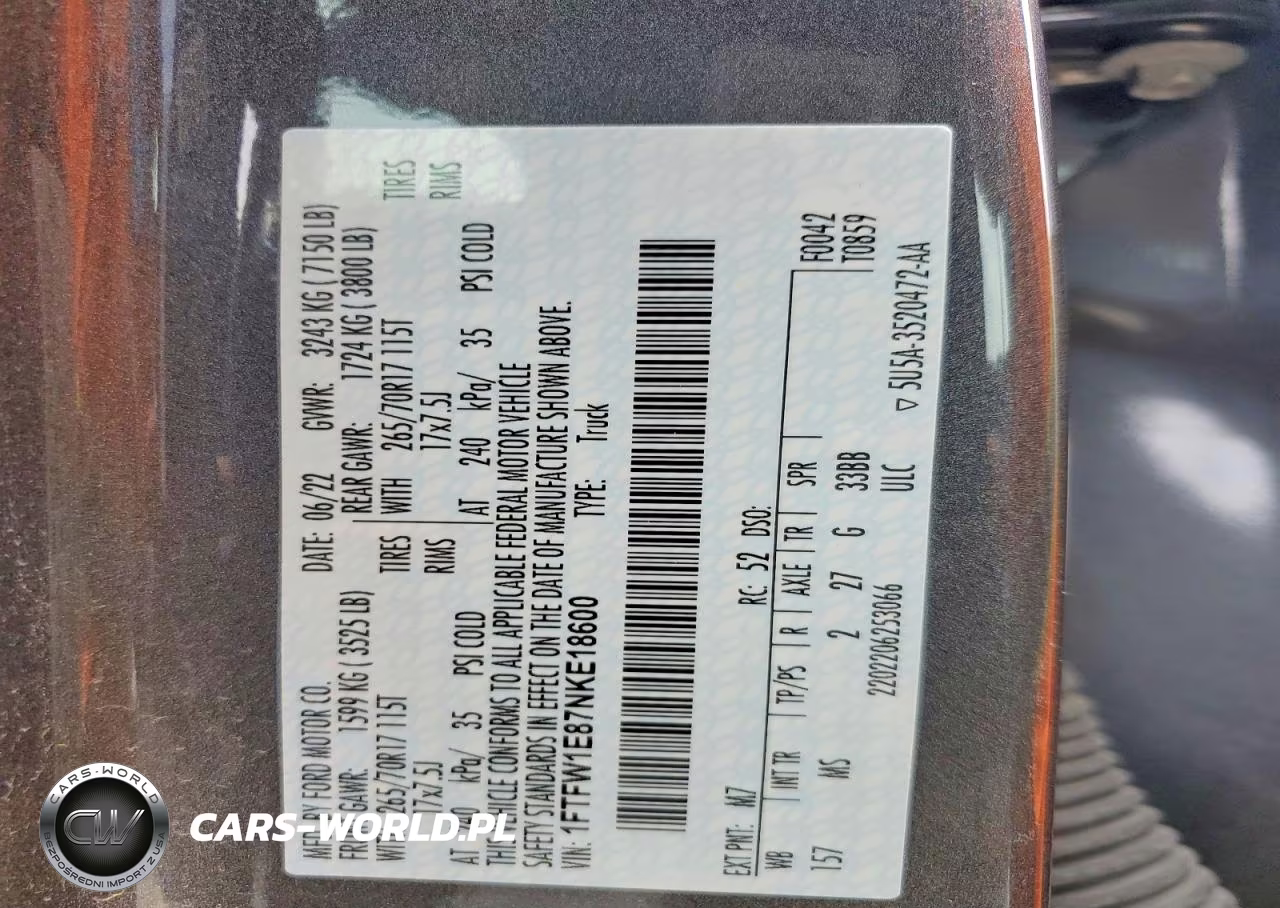 2022 Ford F150 Supercrew VIN:1FTFW1E87NKE18600 - 12