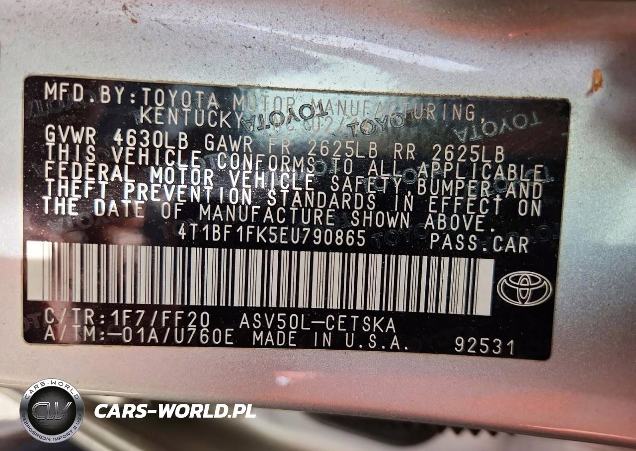 2014 Toyota Camry Se VIN:4T1BF1FK5EU790865 - 12