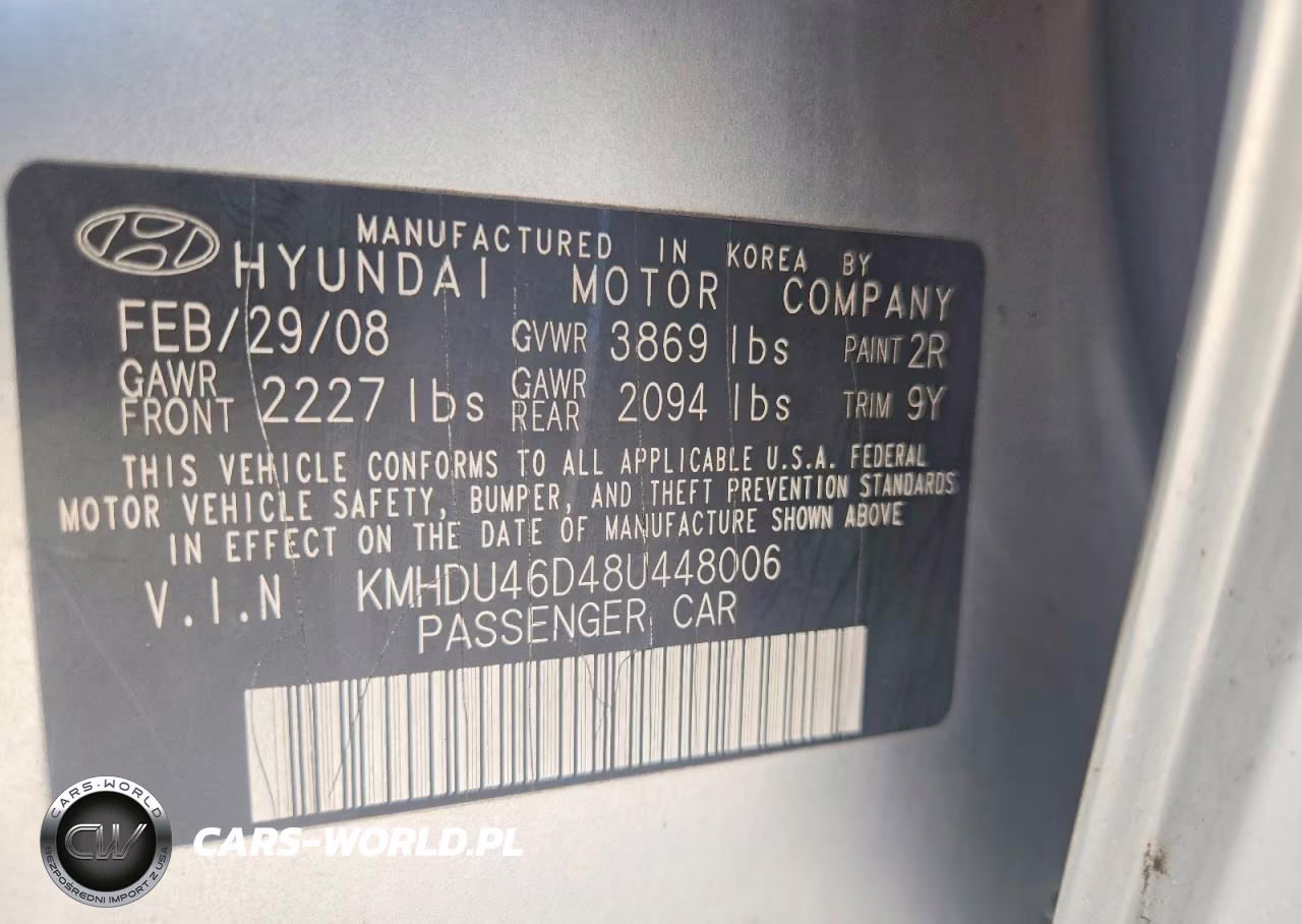 2008 Hyundai Elantra Gls VIN:KMHDU46D48U448006 - 12