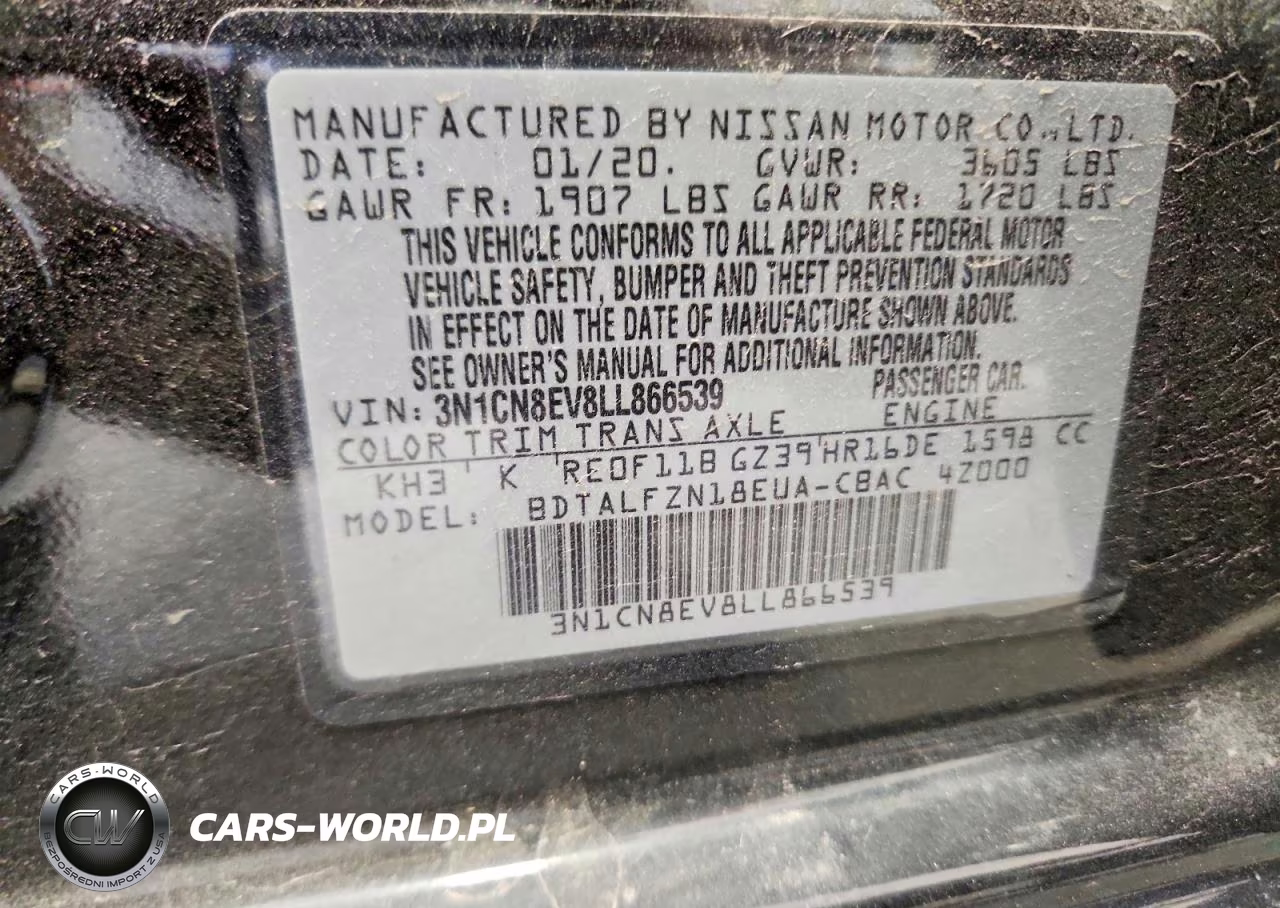 2020 Nissan Versa Sv VIN:3N1CN8EV8LL866539 - 12