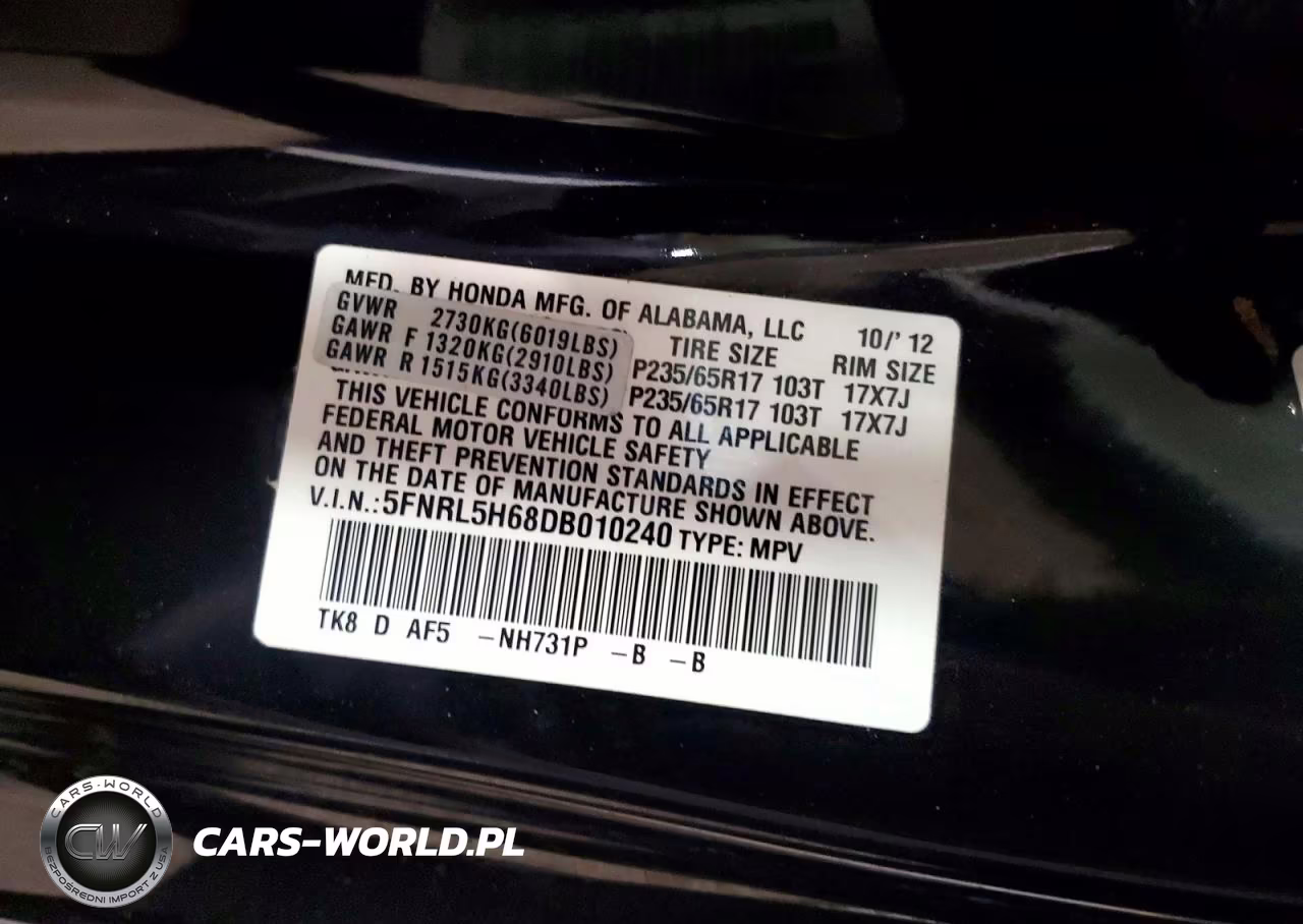 2013 Honda Odyssey Exl VIN:5FNRL5H68DB010240 - 13