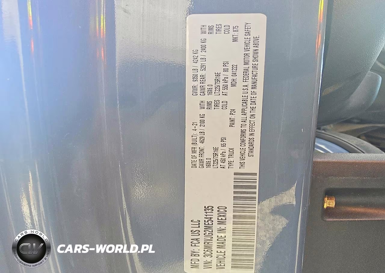 2021 Ram Promaster 3500 3500 High VIN:3C6MRVJG2ME541135 - 7