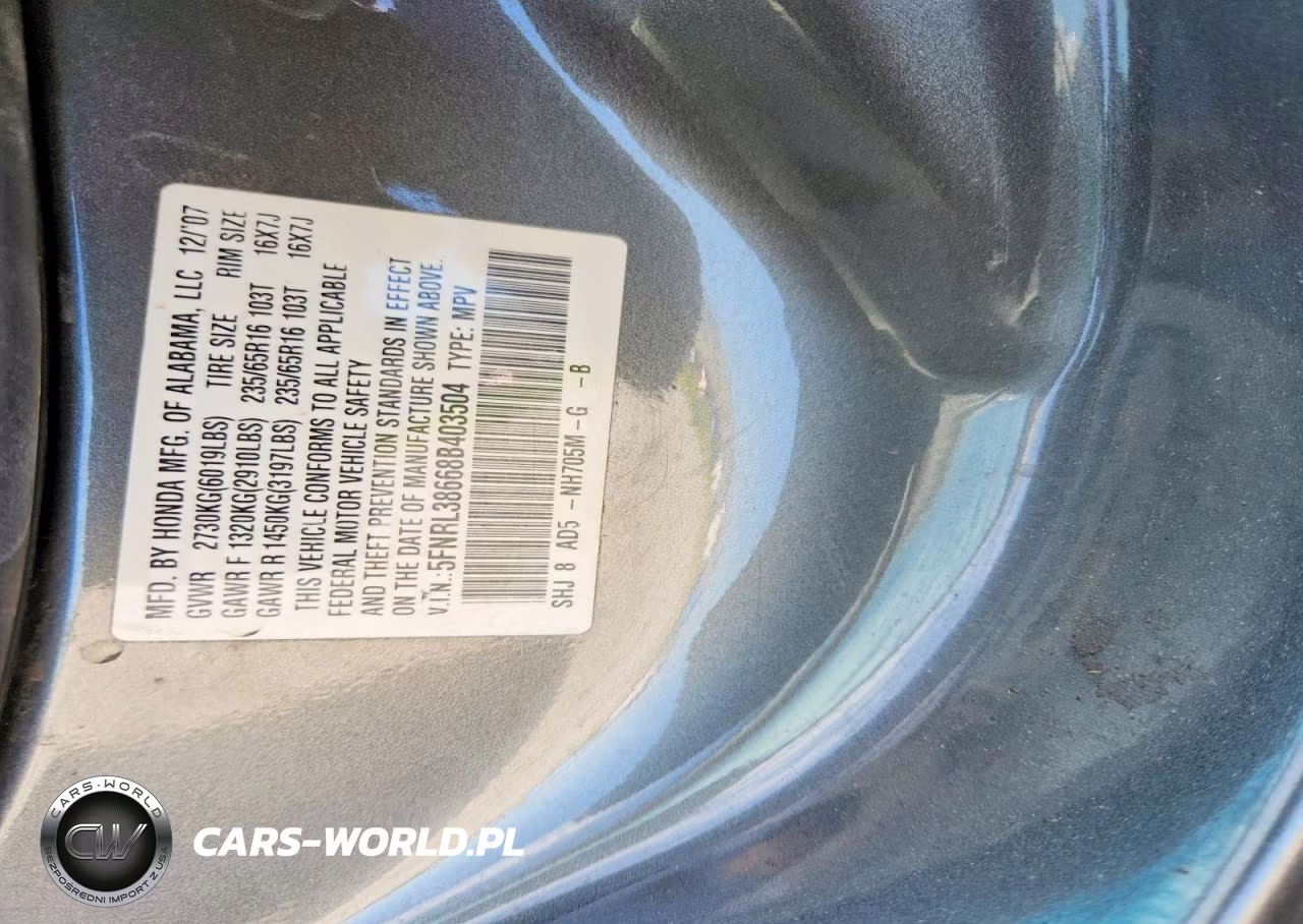 2008 Honda Odyssey Exl VIN:5FNRL38668B403504 - 12