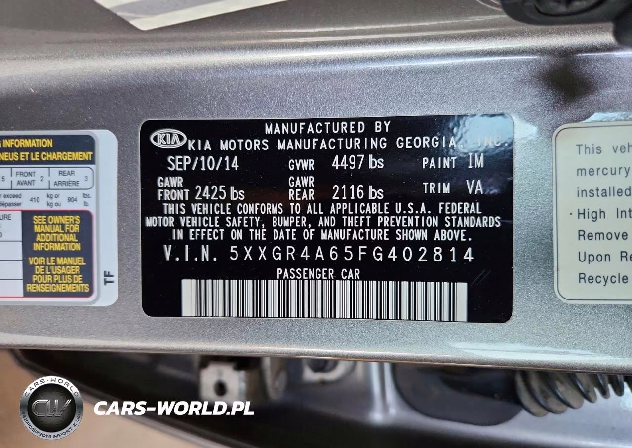 2015 Kia Optima Sx VIN:5XXGR4A65FG402814 - 12