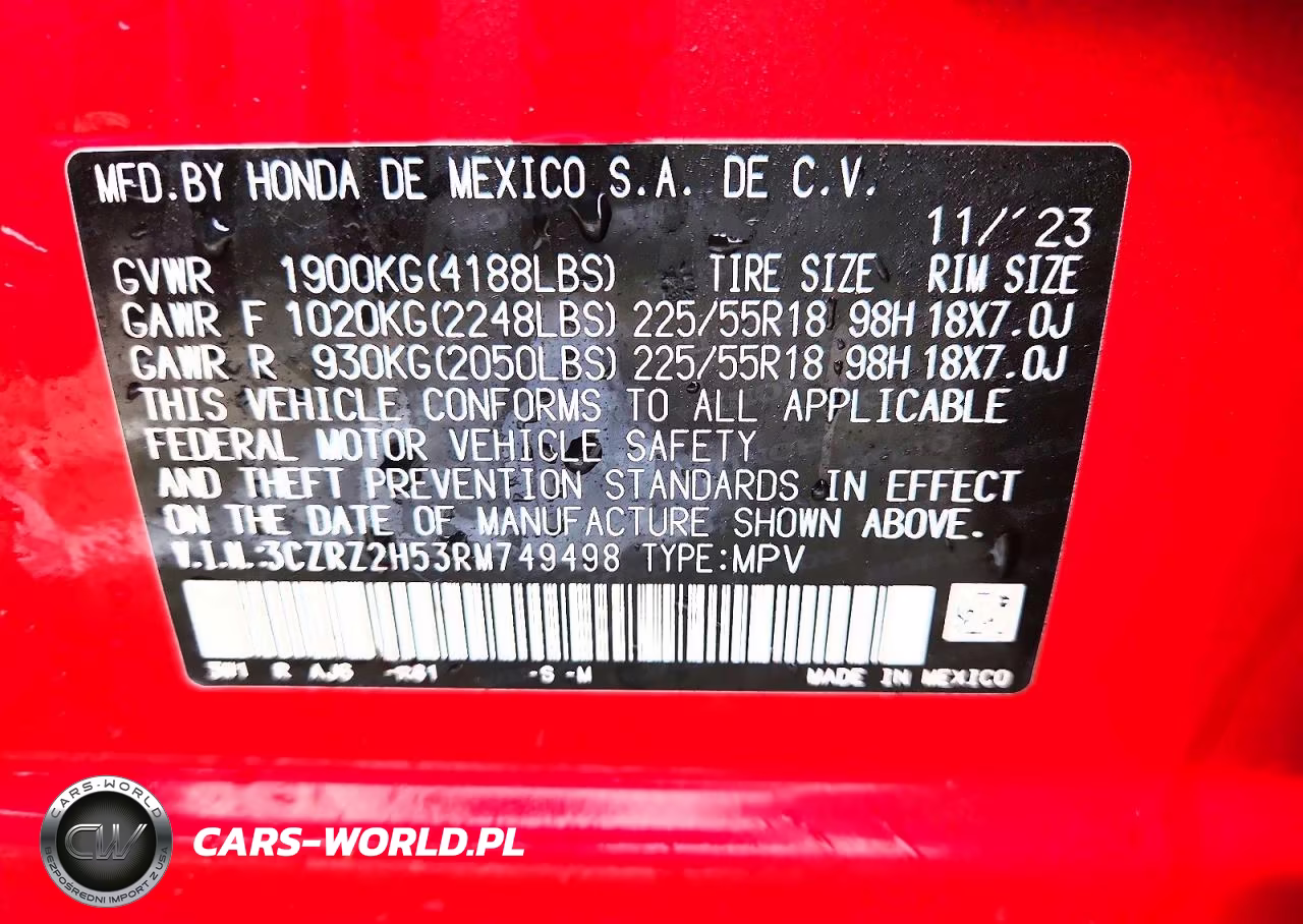 2024 Honda Hr-V Sport VIN:3CZRZ2H53RM749498 - 12