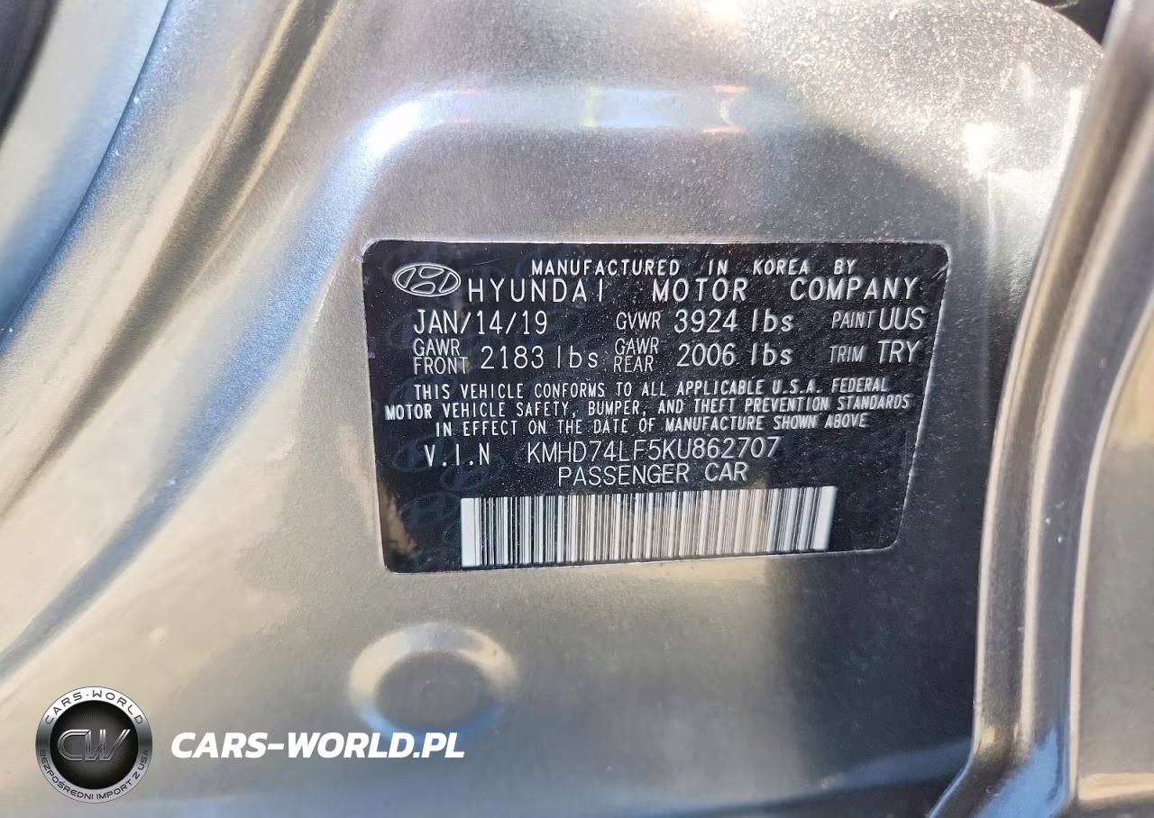 2019 Hyundai Elantra Se VIN:KMHD74LF5KU862707 - 12