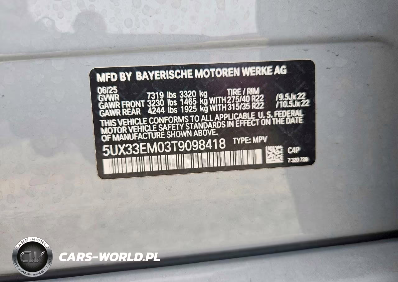 2026 BMW X7 M60I VIN:5UX33EM03T9098418 - 13