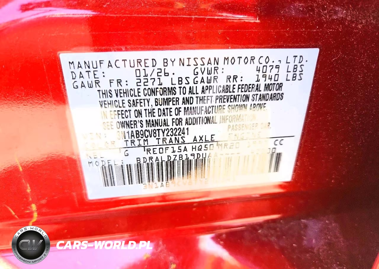 2026 Nissan Sentra Sv VIN:3N1AB9CV8TY232241 - 12