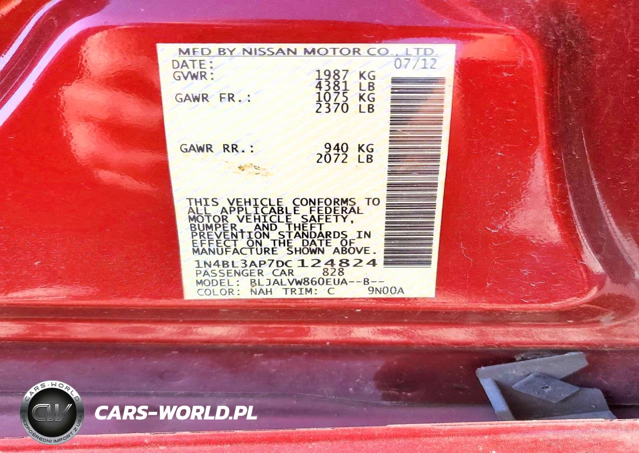 2013 Nissan Altima 3.5 S VIN:1N4BL3AP7DC124824 - 12