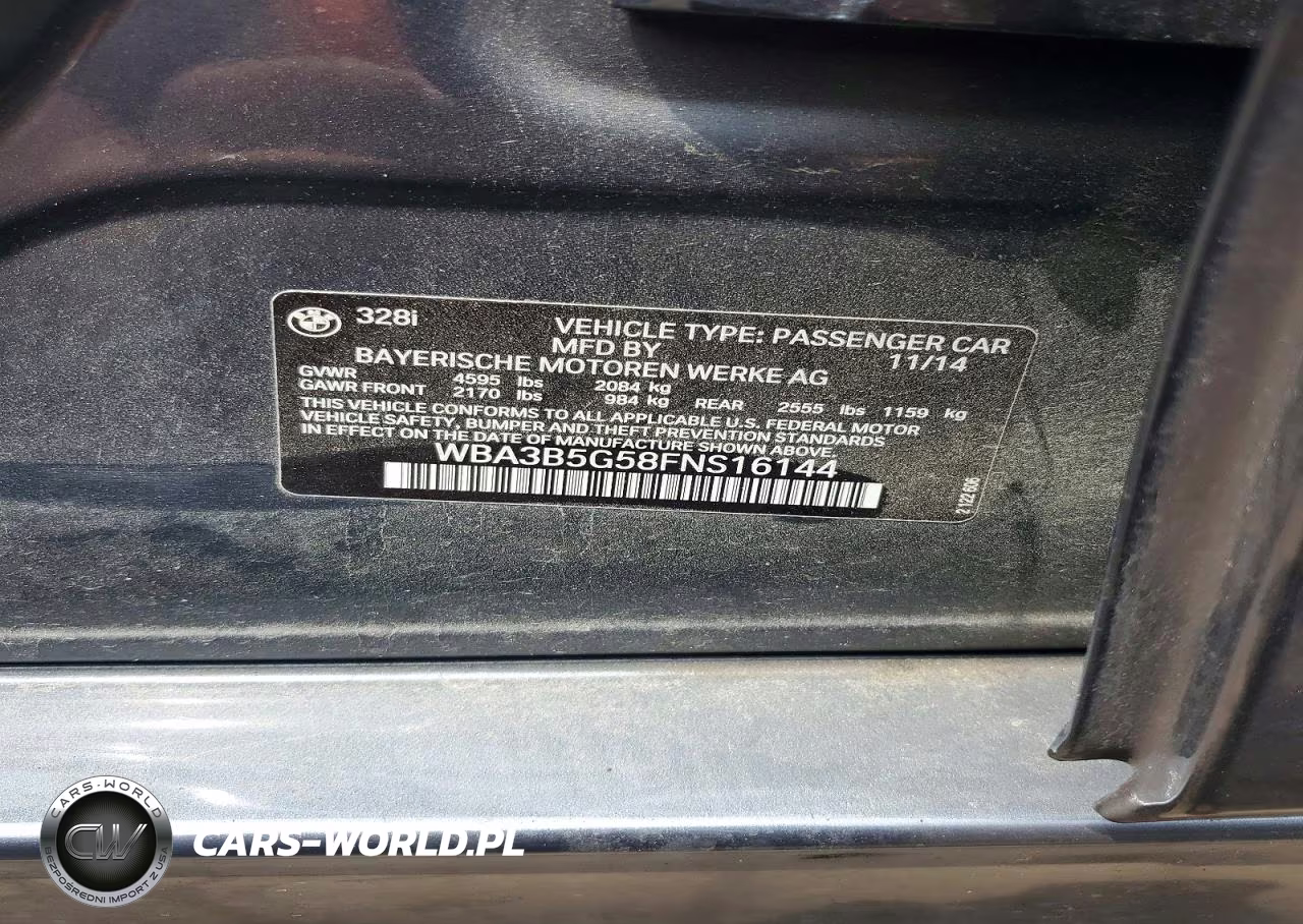 2015 BMW 3 Series VIN:WBA3B5G58FNS16144 - 12
