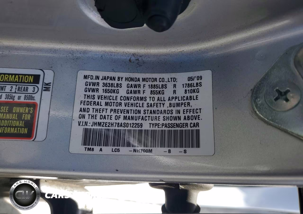 2010 Honda Insight Ex VIN:JHMZE2H78AS012259 - 12