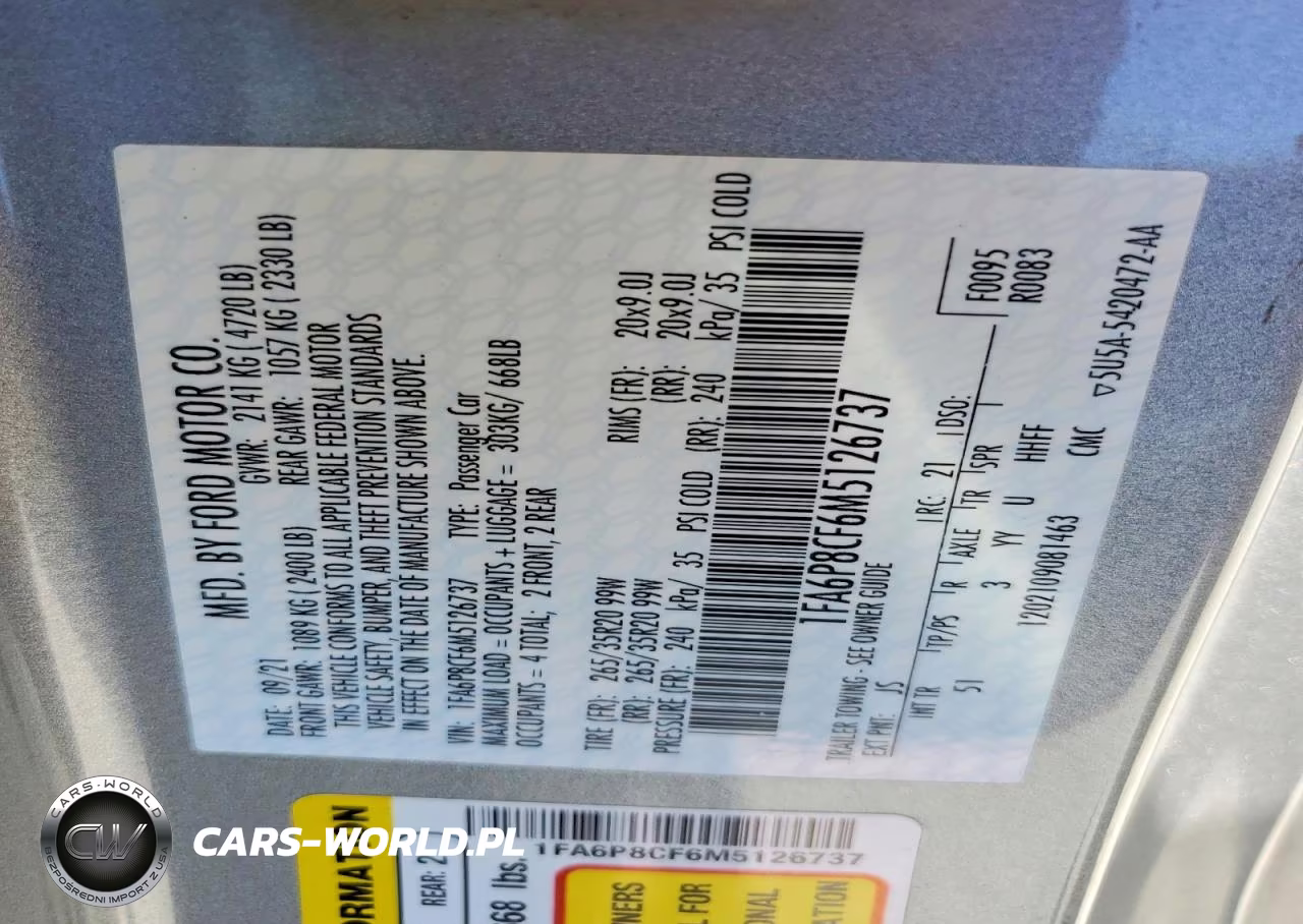 2021 Ford Mustang Gt VIN:1FA6P8CF6M5126737 - 12