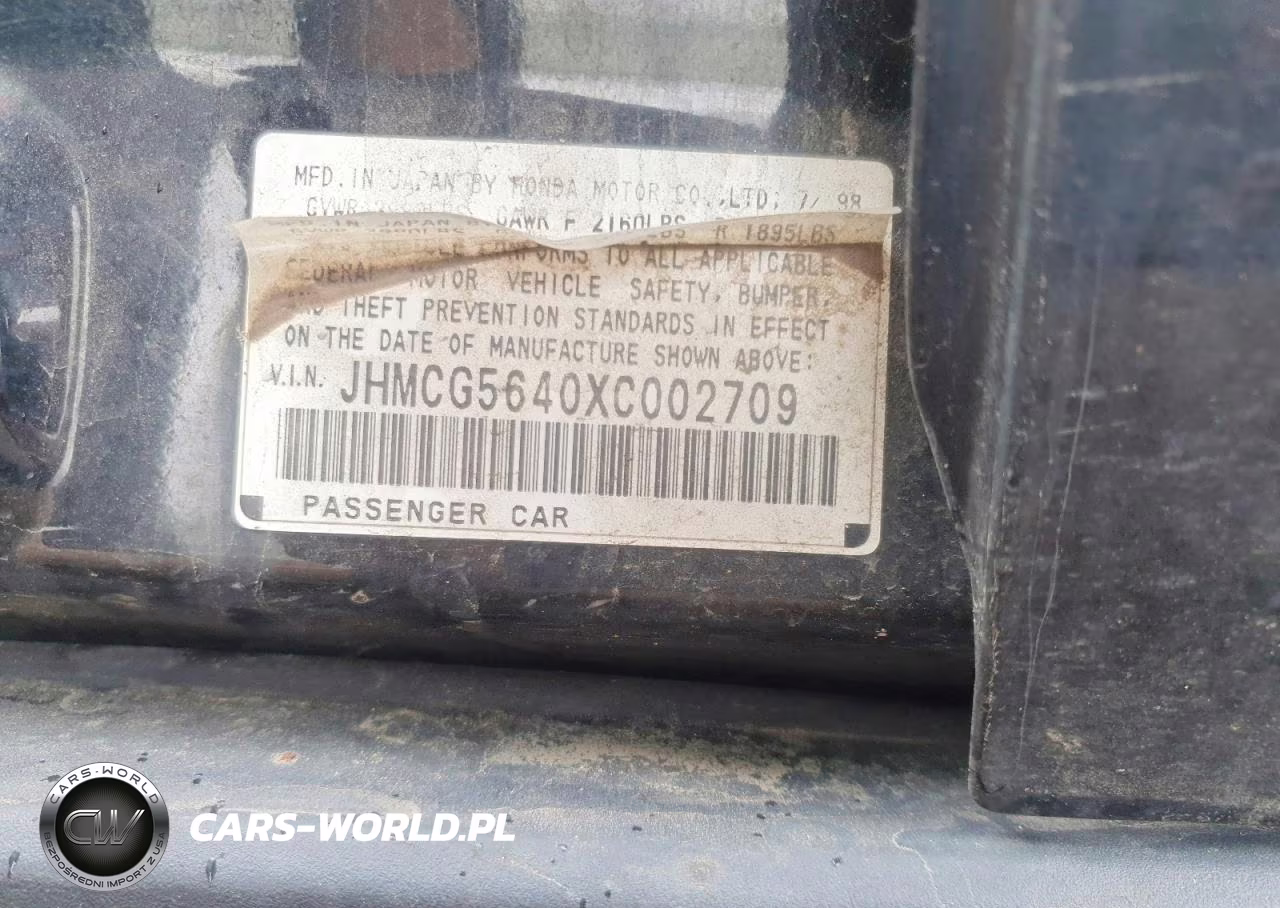1999 Honda Accord VIN:JHMCG5640XC002709 - 12