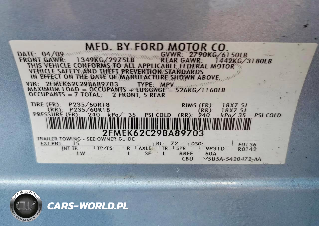2009 Ford Flex Sel VIN:2FMEK62C29BA89703 - 13
