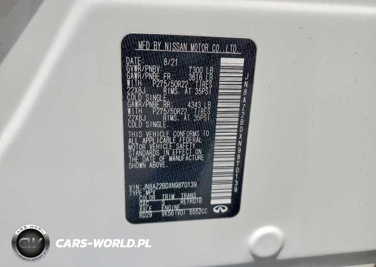 2022 Infiniti Qx80 Sensory VIN:JN8AZ2BDXN9870139 - 13