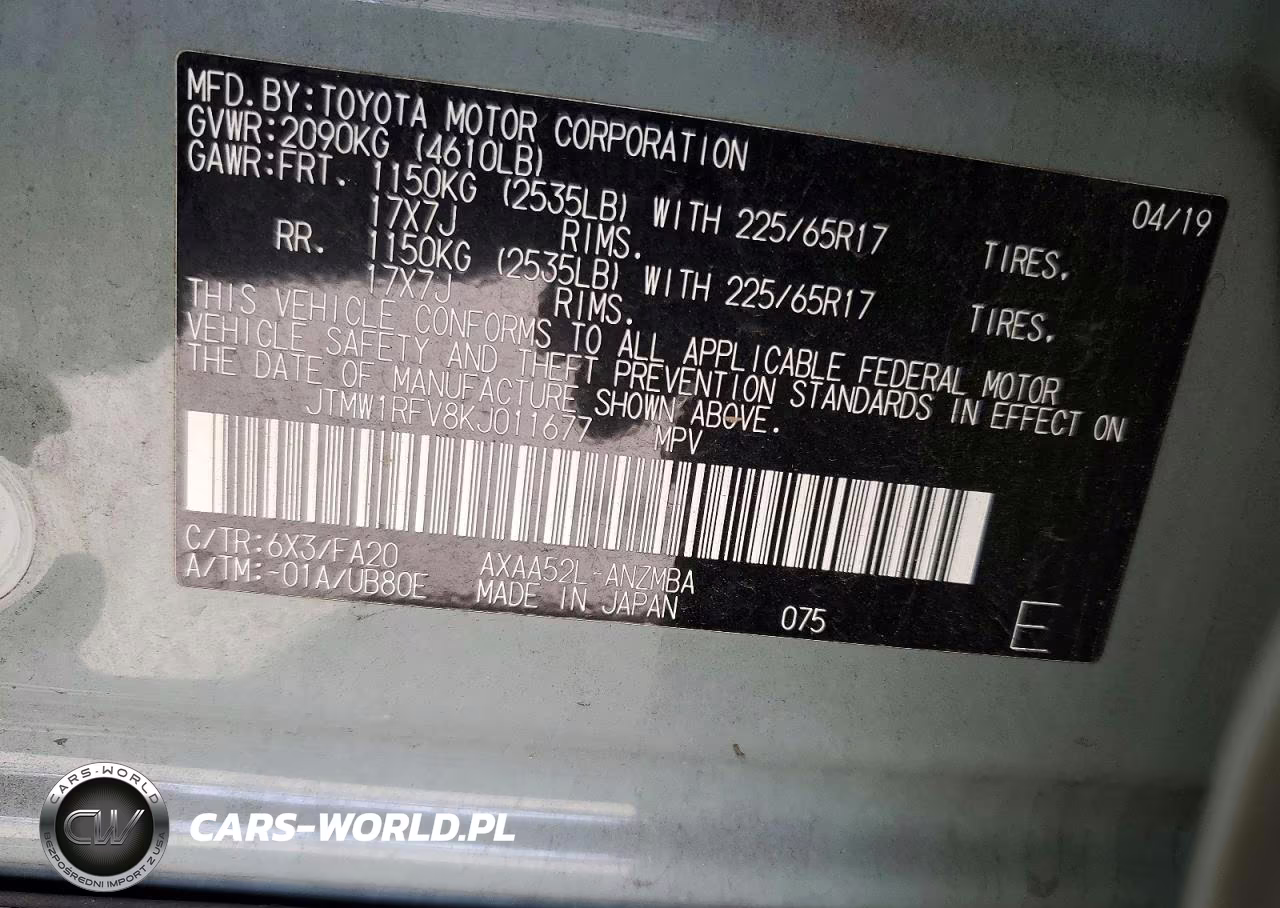 2019 Toyota Rav4 Xle VIN:JTMW1RFV8KJ011677 - 14