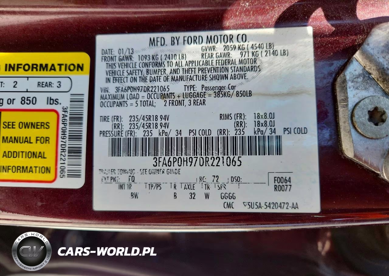 2013 Ford Fusion Se VIN:3FA6P0H97DR221065 - 12