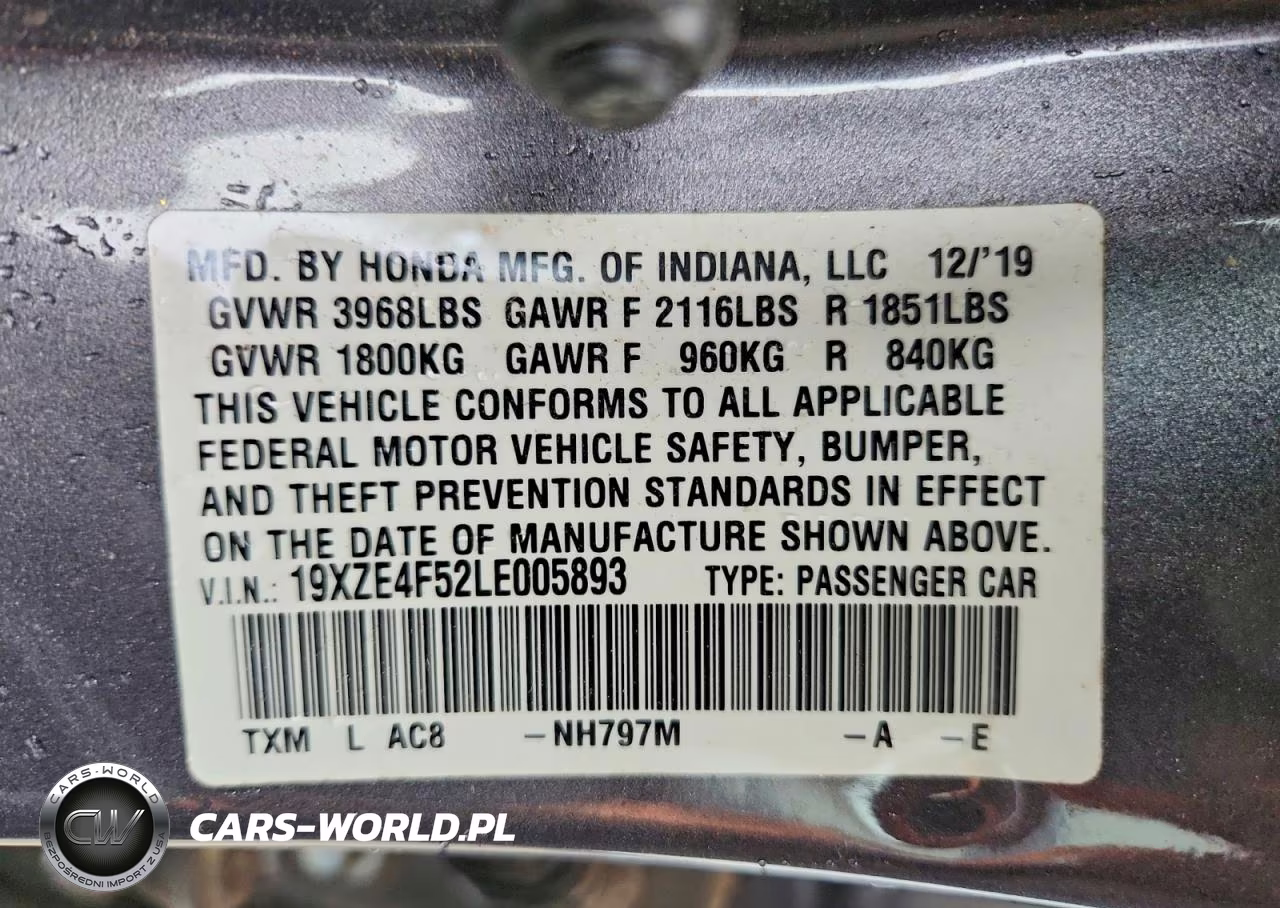 2020 Honda Insight Ex VIN:19XZE4F52LE005893 - 12