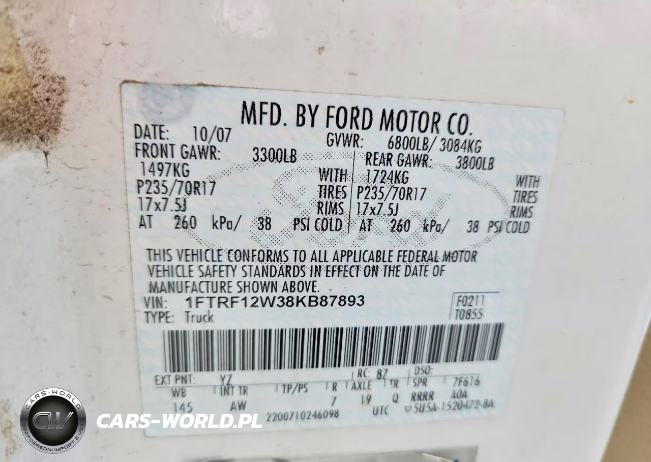 2008 Ford F150 VIN:1FTRF12W38KB87893 - 12
