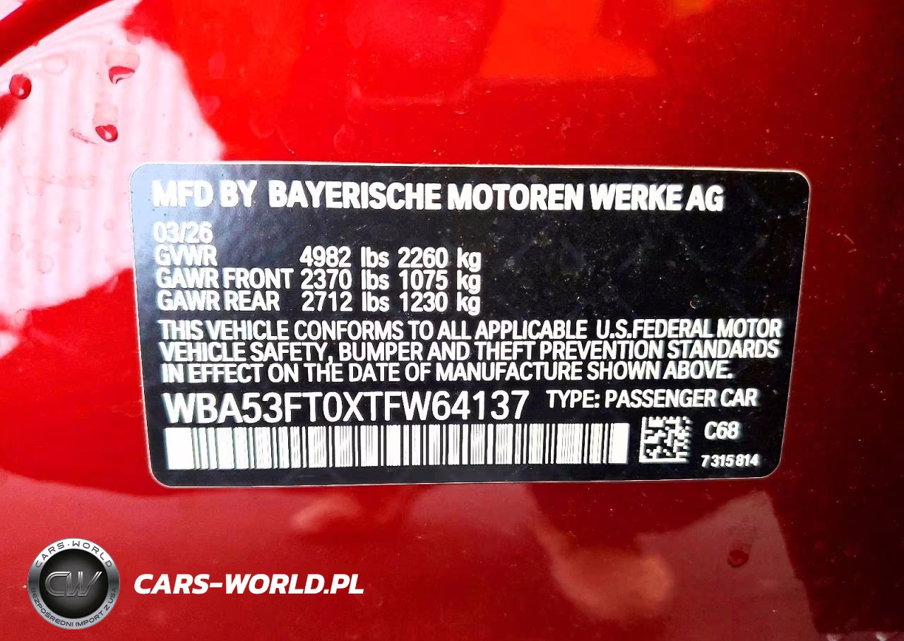 2026 BMW M340I VIN:WBA53FT0XTFW64137 - 12