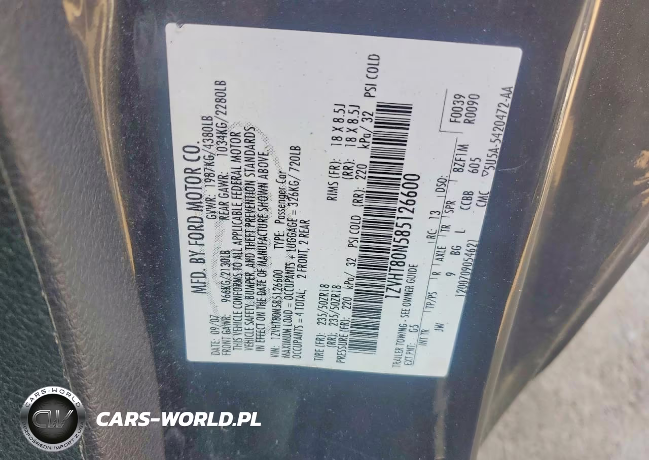 2008 Ford Mustang VIN:1ZVHT80N585126600 - 12
