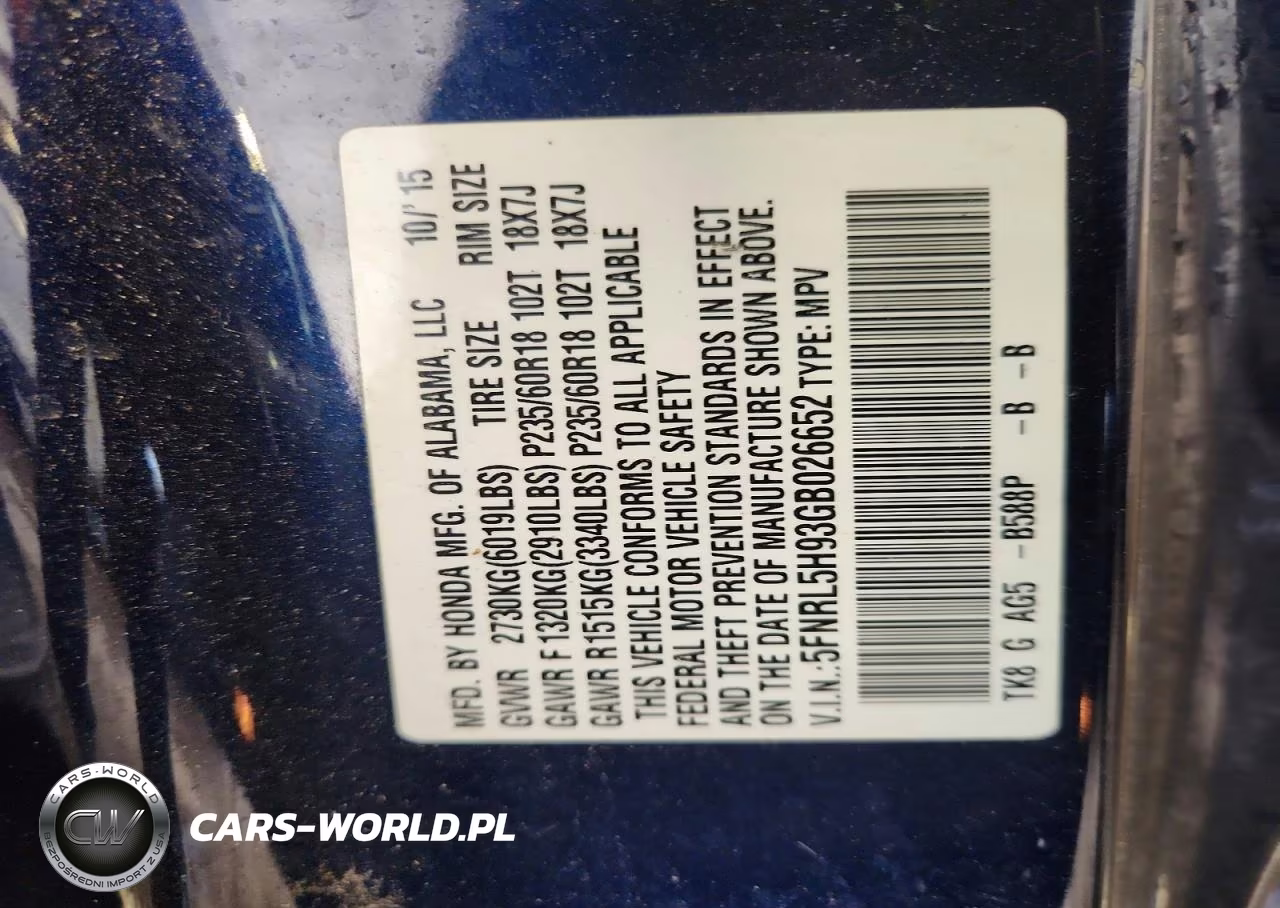 2016 Honda Odyssey Touring VIN:5FNRL5H93GB026652 - 13