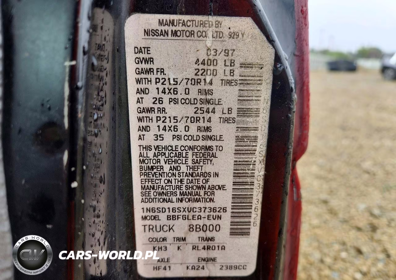 1997 Nissan Truck Xe VIN:1N6SD16SXVC373626 - 13
