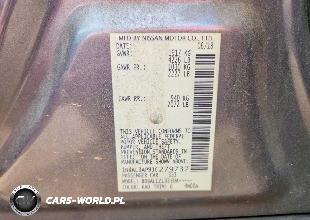 2018 Nissan Altim A VIN:1N4AL3AP9JC279737 - 12