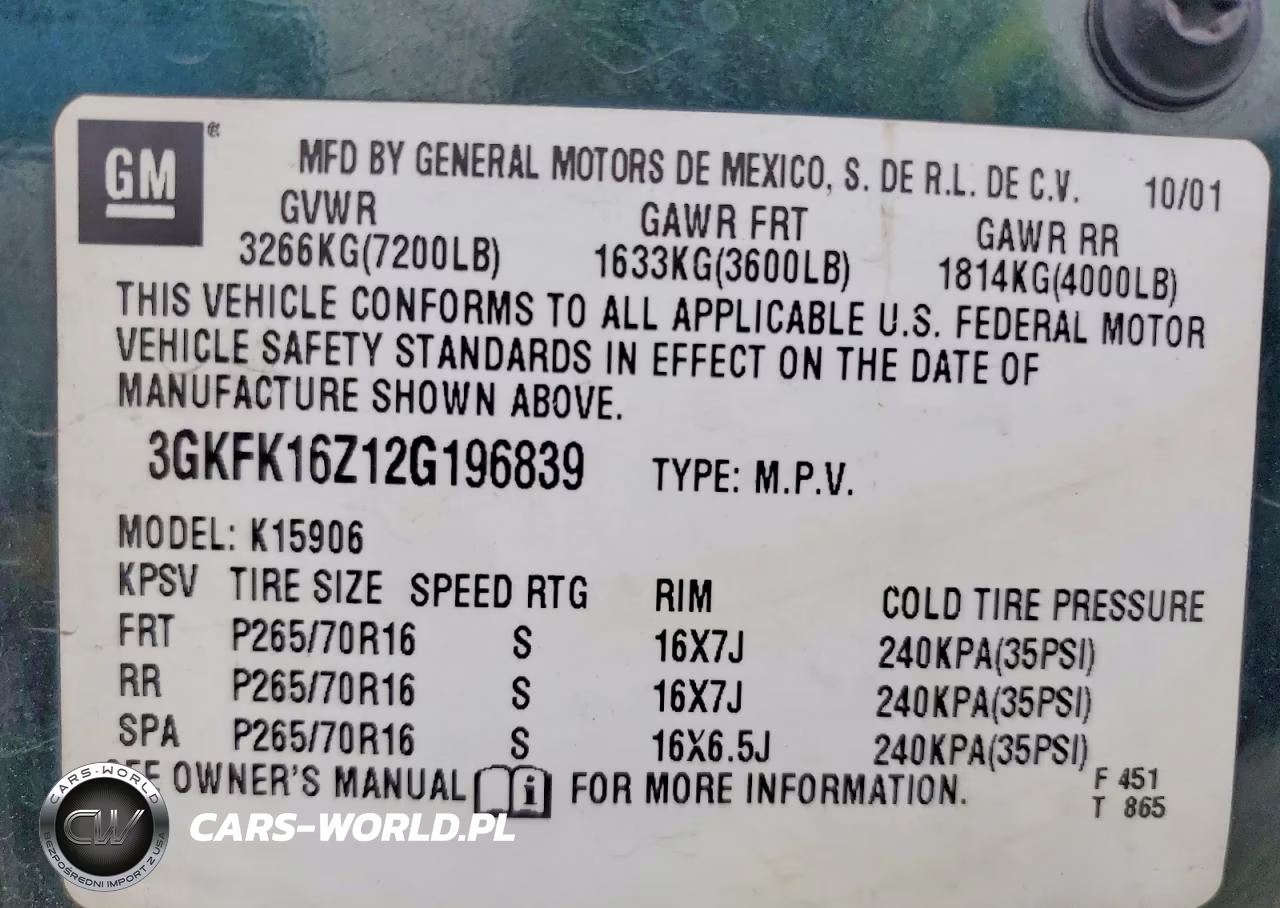 2002 GMC Yukon Xl K1500 VIN:3GKFK16Z12G196839 - 13