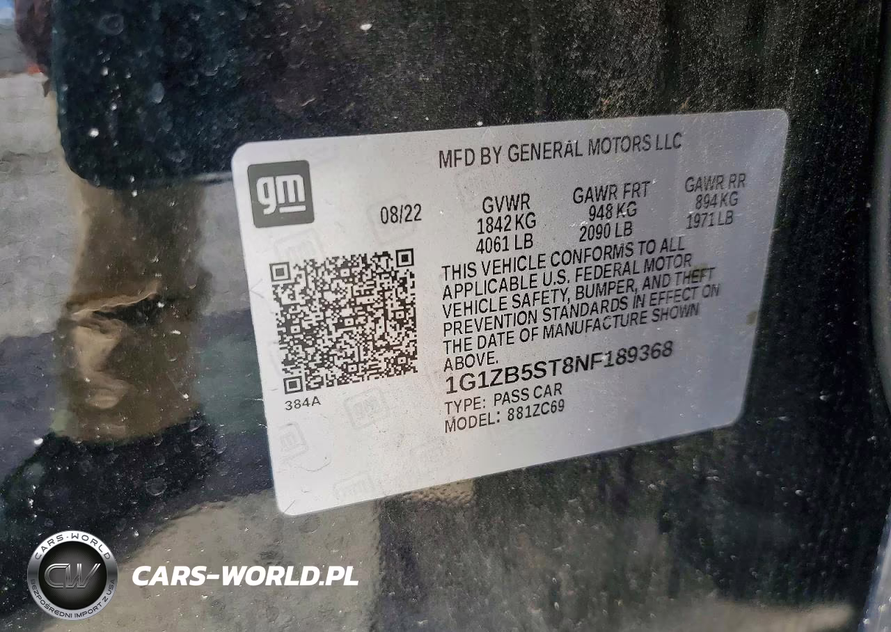 2022 Chevrolet Malibu Ls VIN:1G1ZB5ST8NF189368 - 12
